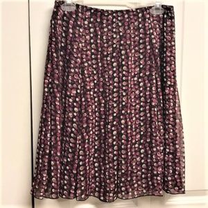 Lily Black Purple White Polka Dot Sheer Lined Flare Skirt Size S